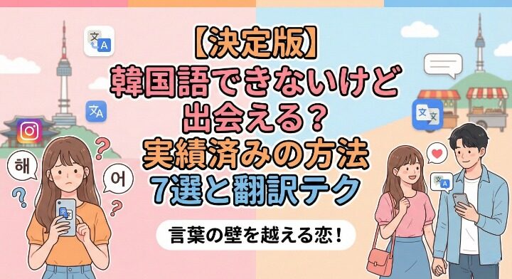 【決定版】韓国語できないけど出会える？実績済みの方法7選と翻訳テク